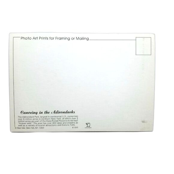 Canoeing in the Adirondacks Postcard Unposted 97726-B Fishing State Forest - Picture 2 of 2